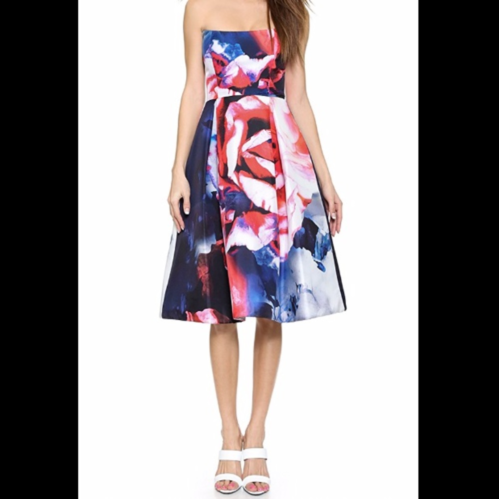 Nicholas Silk Strapless Floral Ball Dress Gown 2